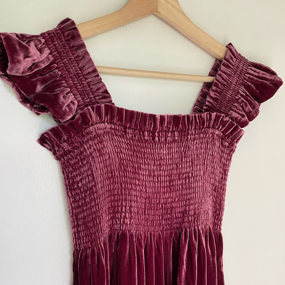 NWT Hill House Ellie Nap Dress Burgundy Silk Blend Velvet Size XS - Picture 3 of 9